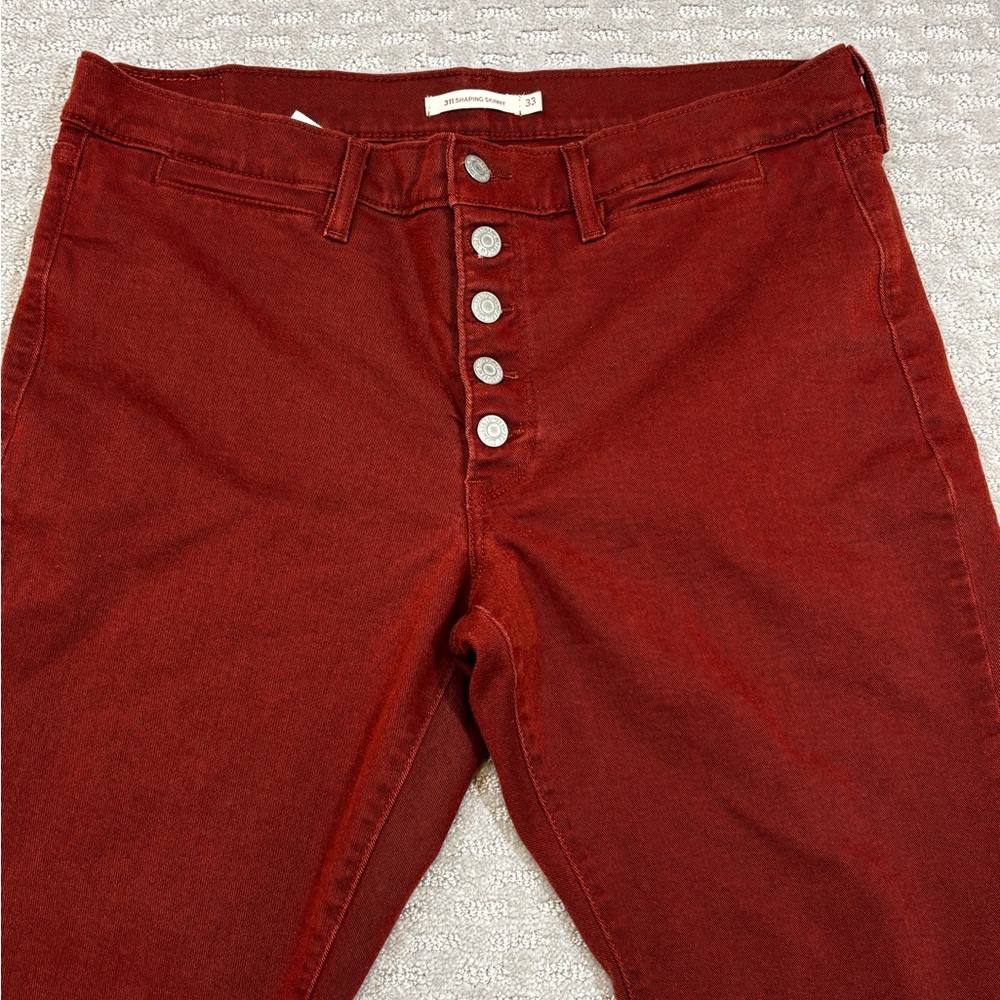 Levi Women 311 Shaping Skinny Maroon Stretch Mid Rise 5‎ Pocket Pants Size 33